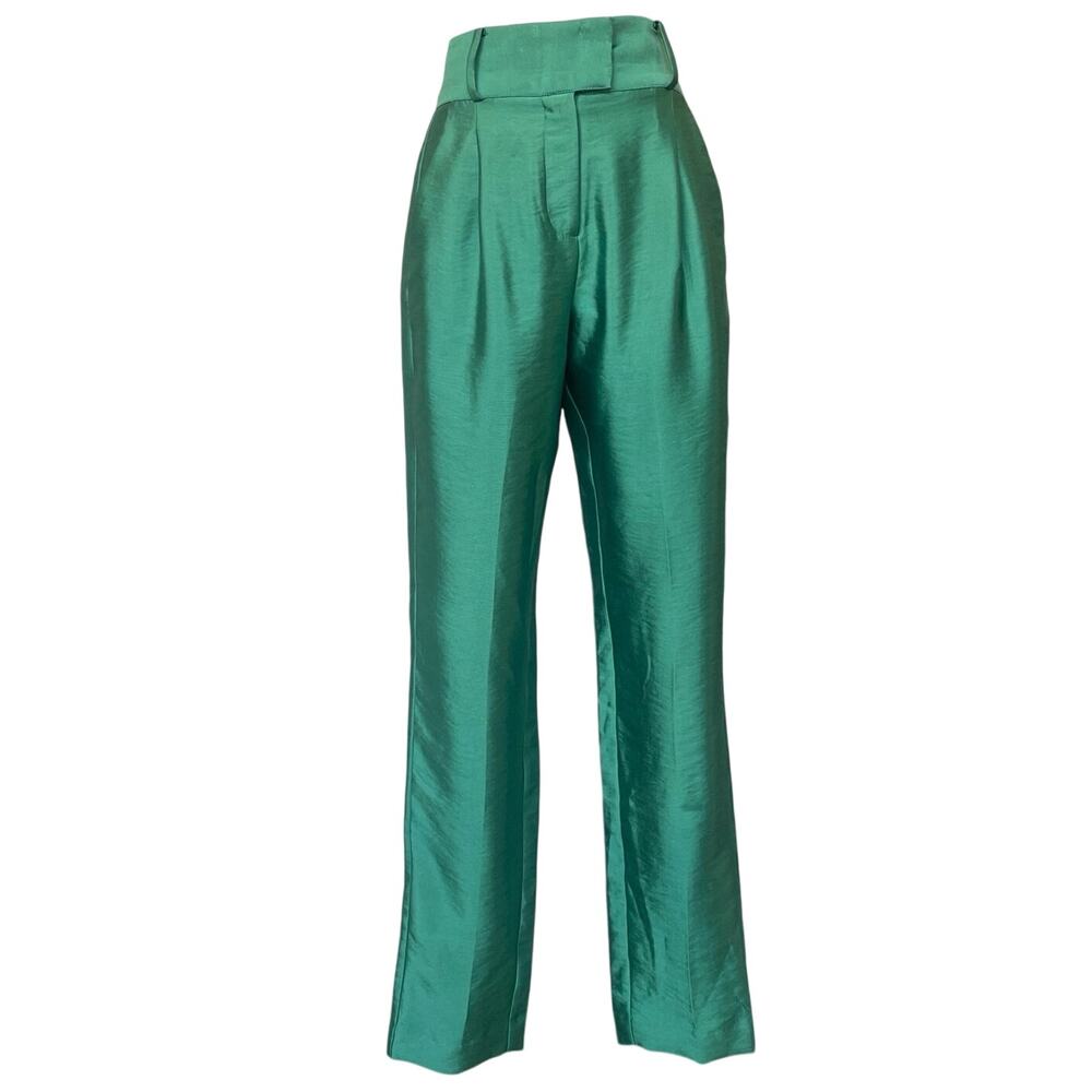 Maje‎ pants Trousers Medium Sleek Green Pleated High Waist work corporate outfit
